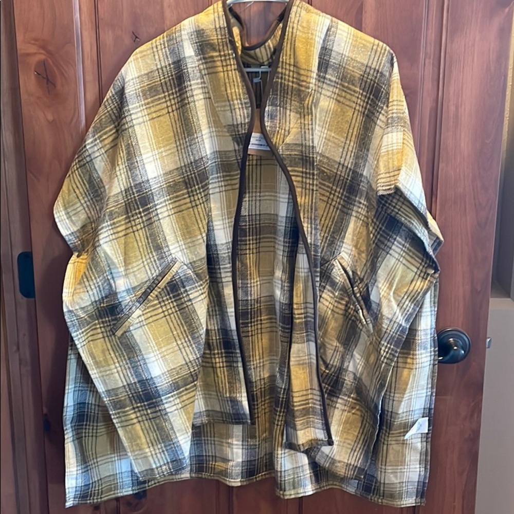 NWT Kori America s/m plain suede trim poncho